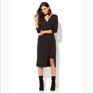 New York & Co. faux wrap dress w/lace insert - S